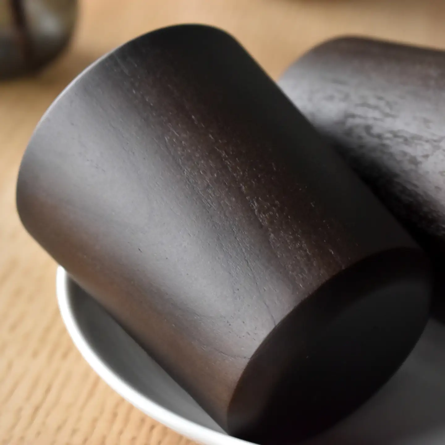 【Hacoa】食卓に温もりを添える天然木チェリーのコップ ダークブラウン「Wooden Cup」