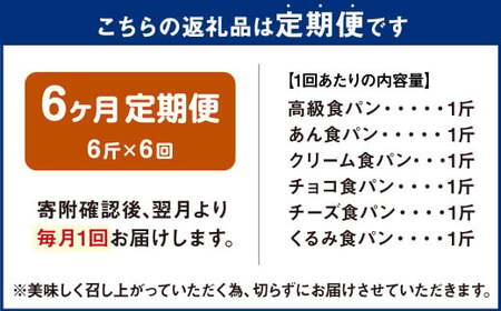 AU-17 【6ヵ月定期便】6種の食パンセット 6斤×6回  食パン パン