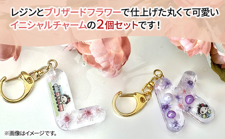 ハンドメイド イニシャルチャーム 2個セット おしまちゃん入り 雑貨 小物 手作業 世界に一つ ハンドメイド作品 オリジナルチャーム かわいい 贈り物 