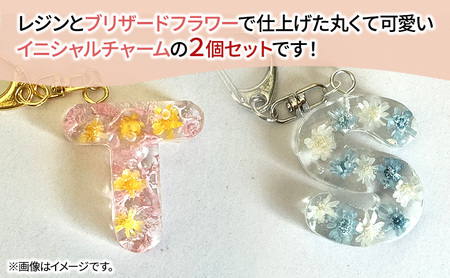 ハンドメイド イニシャルチャーム 2個セット 雑貨 小物 手作業 世界に一つ ハンドメイド作品 オリジナルチャーム かわいい 贈り物 
