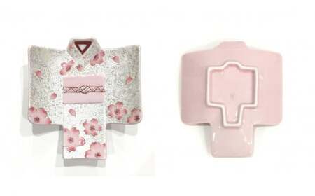 有田焼 虹彩桜 着物銘々皿 2枚セット 24to3【西富陶磁器】食器 器 和食器 うつわ 皿 取皿 小皿 銘々皿 菓子皿 プレート 着物 桜 さくら ピンク 35000円 A35-343