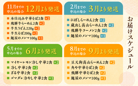 【定期便】麺の清水屋ラーメン定期便 全4回 計54食 飛騨市