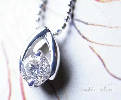 ネックレス 天然 ダイヤ 一粒 シンプル twinkle sim SIクラス【K18WG】n-02（KRP）M17-1411