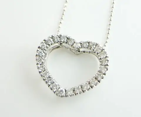 ネックレス 天然 ダイヤ 0.5ct ハート ETERNAL LOVE SIクラス【K18WG】n-06（KRP）N27-1412