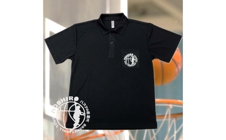 「バスケの街 能代」オリジナルポロシャツ ポケット付 ブラック ファッション 服 男性 メンズ 女性 レディース 速乾性 メッシュ素材 トップス  LL