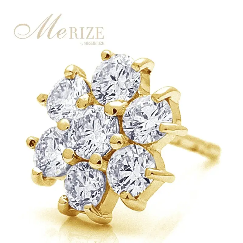 ピアス 天然 ダイヤモンド 0.7ct パヴェ スタッド フラワー ダブルロックキャッチ SIクラス【K18YG】P-149（KRP）M66-1411
