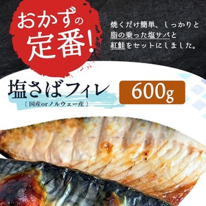 【ご家庭用訳あり】人気の塩さばフィレ＆紅鮭切身セット計1kg◇  | さけ サバ 切り身 ※離島への配送不可