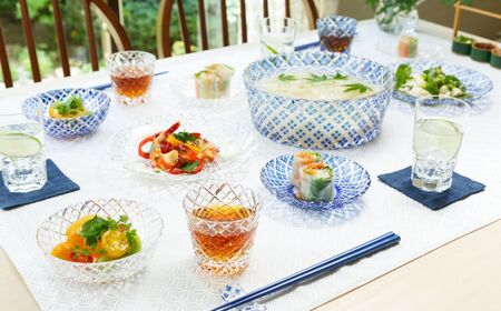 江戸切子 そうめん大鉢セット[大鉢1個+猪口6個] カガミクリスタル | 食器 江戸切子