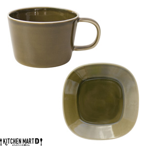 【美濃焼】 プレーリー オリーブ カップS プレートS 2客セット 瑞浪市 / JS企画 小田陶器 セット 食器 コップ カップ プレート 皿 小皿 マグカップ マグ [AZAZ251]