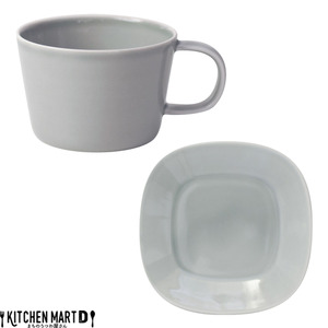 【美濃焼】 プレーリー グレー カップS プレートS 2客セット 瑞浪市 / JS企画 小田陶器 セット 食器 コップ カップ プレート 皿 小皿 マグカップ マグ [AZAZ250]