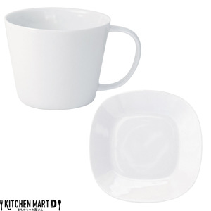【美濃焼】 プレーリー ホワイト カップL プレートS　2客セット 瑞浪市 / JS企画 小田陶器 セット 食器 コップ カップ プレート 皿 小皿 マグカップ マグ [AZAZ253]
