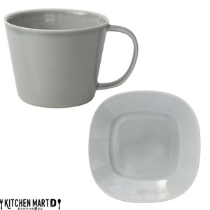 【美濃焼】 プレーリー グレー カップL プレートS　2客セット 瑞浪市 / JS企画 小田陶器 セット 食器 コップ カップ プレート 皿 小皿 マグカップ マグ [AZAZ254]