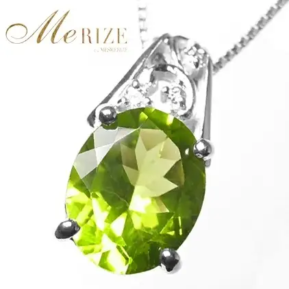 ネックレス 天然 ペリドット 2.5ct 大粒 ダイヤモンド SIクラス【K18WG】n-102（KRP）M53-1411