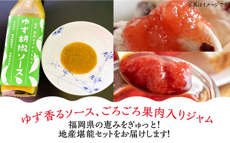 【全3回定期便】福岡県産 ブランド果実 ジャム 2種類 ( とよみつひめ イチジク / あまおう ) & ゆず胡椒ソース (赤・青) セット [VBW017]地産 福岡 万能