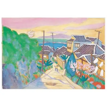 館山市在住画家 イシイタカシの房総版画『海へ』【1493497】