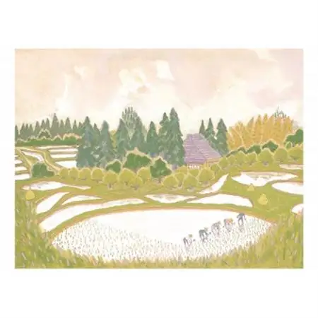 館山市在住画家イシイタカシの房総版画シリーズ『棚田』【1493506】