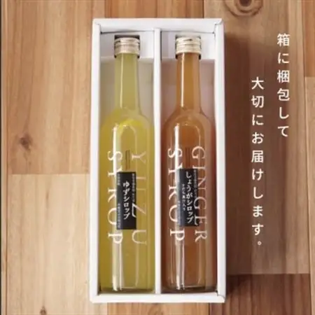 徳島県産果汁たっぷり　ゆず・しょうがシロップ(500ml)2本セット【5倍希釈】_果物・フルーツ  柑橘   野菜 にんにく・生姜 根菜 ニンニク にんにく しょうが ショウガ_【1209848】