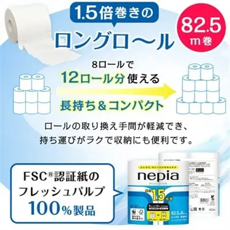 ネピアプレミアムソフトトイレットロール8ロールシングル82.5m無香料(8パック)トイレットペーパー_1.5倍 日用品 防災 備蓄 生活用品 消耗品_【1317629】