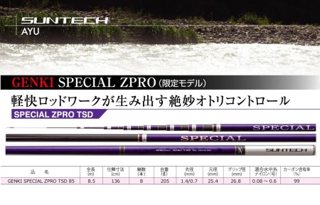 【日本製・鮎竿】GENKI SPECIAL ZPRO TSD 85 660-1