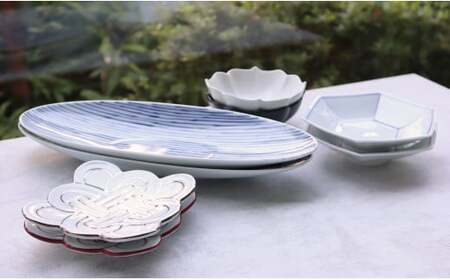 有田焼 人気アイテム 8点 詰め込み セット【まるふく】食器 器 うつわ 和食器 皿 小皿 取皿 楕円皿 小鉢 食器セット コーディネート ペア ギフト 5万円 A50-317