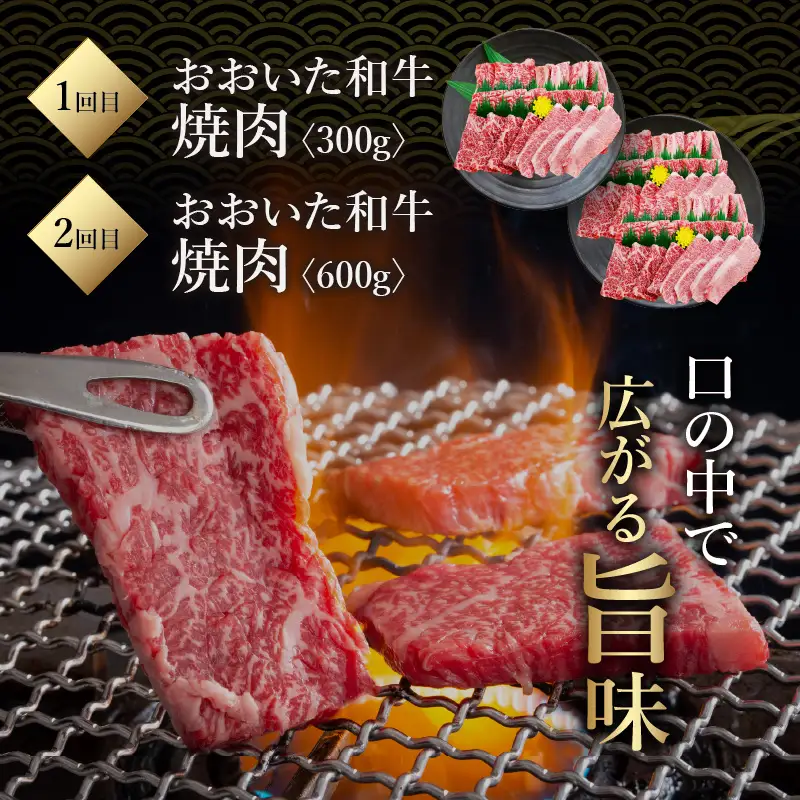 《定期便》おおいた和牛 定期便B_B163-011【牛 牛肉 和牛 おおいた和牛 セット 焼肉 すき焼き ステーキ 定期便 定期 のし 贈答 贈り物 冷凍 送料無料 4回 別府市】