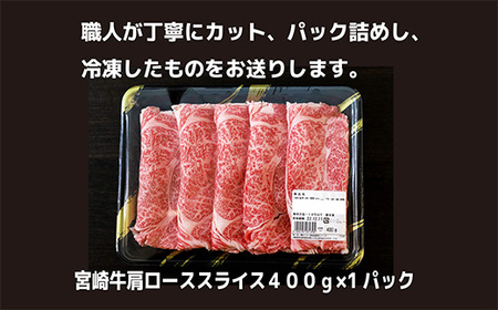 《内閣総理大臣賞受賞》宮崎牛肩ローススライス約400g(2人前) 日本一おいしい黒毛和牛のしゃぶしゃぶ肉セット TF0586-P00020