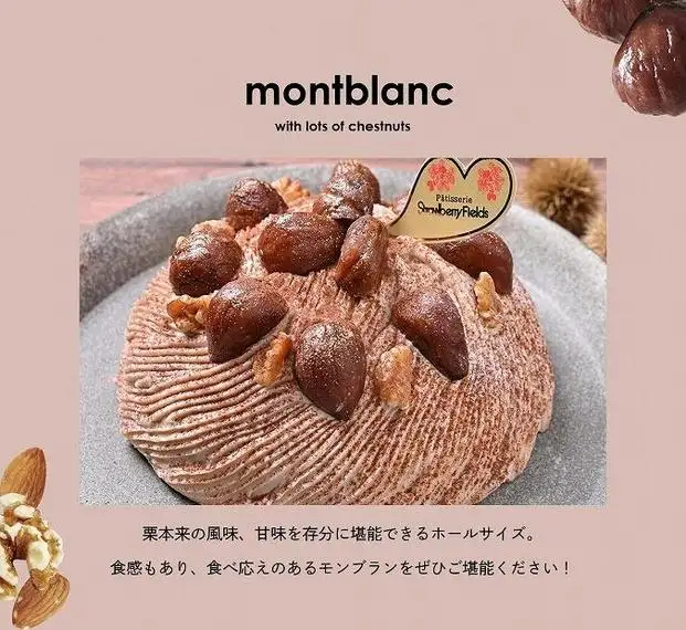 【福岡市】特製モンブラン（ホールケーキ） 5号 15cm径 ストロベリーフィールズ | 菓子 おかし 食品 人気 おすすめ 送料無料