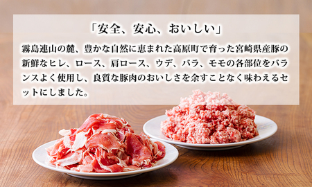 高原育ちの宮崎県産豚肉切り落とし＆ミンチ1.5kg おいしさお試しアレンジ色々 TF0765-P00070