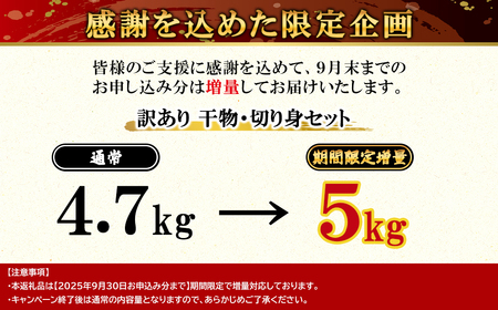 【2026年6月下旬発送】訳あり 干物・切身 セット 4.7kg 規格外 傷 不揃い