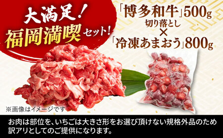 【 訳あり 】 博多和牛 切り落とし ＆ あまおう セット1.3kg 桂川町/株式会社 MEAT PLUS [ADAQ034] 九州 国産 牛肉 和牛 牛切り落とし イチゴ いちご