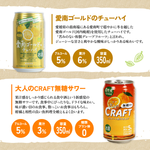 大人のCRAFT無糖サワーと愛南ゴールドのチューハイ 飲み比べセット 350ml×18本 父の日 チューハイ 詰め合わせ 柑橘 酒 アルコール 無糖  酎ハイ クラフトサワー 河内晩柑 果実 フルーツ  愛南ゴールド アシード アスター 缶 愛媛県 愛南町 Yショップ西海 
