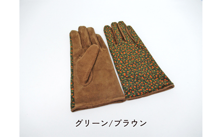 婦人豚革生地コンビ手袋 （001320921） グリーン/チャ35