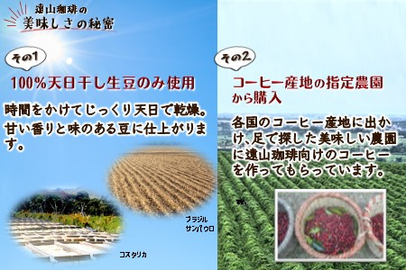 コーヒー豆 4種類詰合わせ 500g×4袋 挽きたて 煎りたて 手焼き 直火焙煎 天日干し 直火赤外線 おすすめ コーヒーセット コーヒー詰め合わせ 遠山珈琲