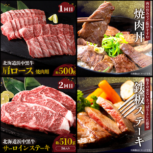 ＜全4回・連続＞浜中牛づくし定期便（焼肉・ステーキ・すき焼き・切り落とし）_H0019-111