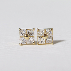K18 スクエアダイヤモンドピアス（四角） ピアス K18 イエローゴールド ピンクゴールド ダイヤモンド ダイヤ0.15ct×2 カラット 天然ダイヤモンド ジュエリー アクセサリー 山梨県 甲斐市 BQ-127