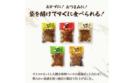 カツオ角煮 食べてみそ（140g×5種）〈みそ味・柚子みそ味・唐からしみそ味・ニンニクみそ味・生姜みそ味〉かつお 鰹 おかず おつまみ 味噌 ゆず ご飯のお供 にんにく【有限会社　浜吉ヤ】 [BQBK013]