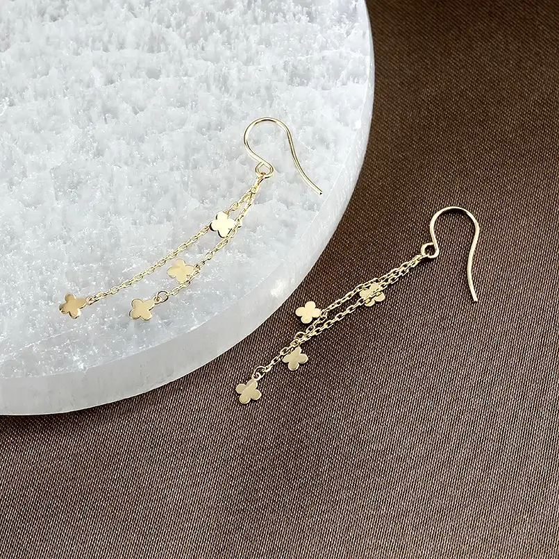 ピアス フックピアス ゴールド k10 クローバー フラワー 花 ロングピアス ペア イエローゴールドK10 10金 両耳 ジュエリー プレゼント 人気 山梨県 昭和町 送料無料 231004mro100yi SWAA145
