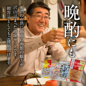 珍味 4点 20セット 焼きするめ  やわらか函館黄金 すだれ焼きいか まるかじり氷下魚 お酒のお供 おつまみ するめ いか 贈答品 食品 食べ物 お取り寄せ お取り寄せグルメ 北海道 函館市 送料無料_HD088-006