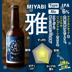 【B7061】クラフトビール定番3種6本セット(330ml×3種×各2本) ビール 麦芽 アルコール 瓶ビール 酒 お酒 飲み比べ セット【士別サムライブルワリー】