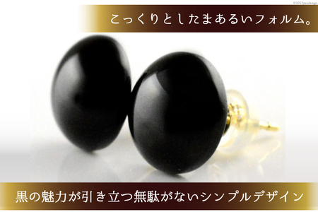 ピアス K18 オニキス スタッドピアス ジュエリーケース付き