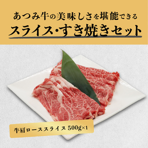 あつみ牛 スライスすき焼き セット 牛ロース スライス 500g すき焼き用 500g 牛肉 ビーフ しゃぶしゃぶ ロース お取り寄せ 牛 特産 ご当地 グルメ 国産 霜降り ふるさと納税 肉 冷凍 贅沢 和食 洋食 祝 田原市 送料無料 30000 円 三万円 ３万円