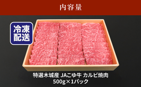 JAこゆ牛 特選木城産 カルビ500g 焼肉用_K56_0006