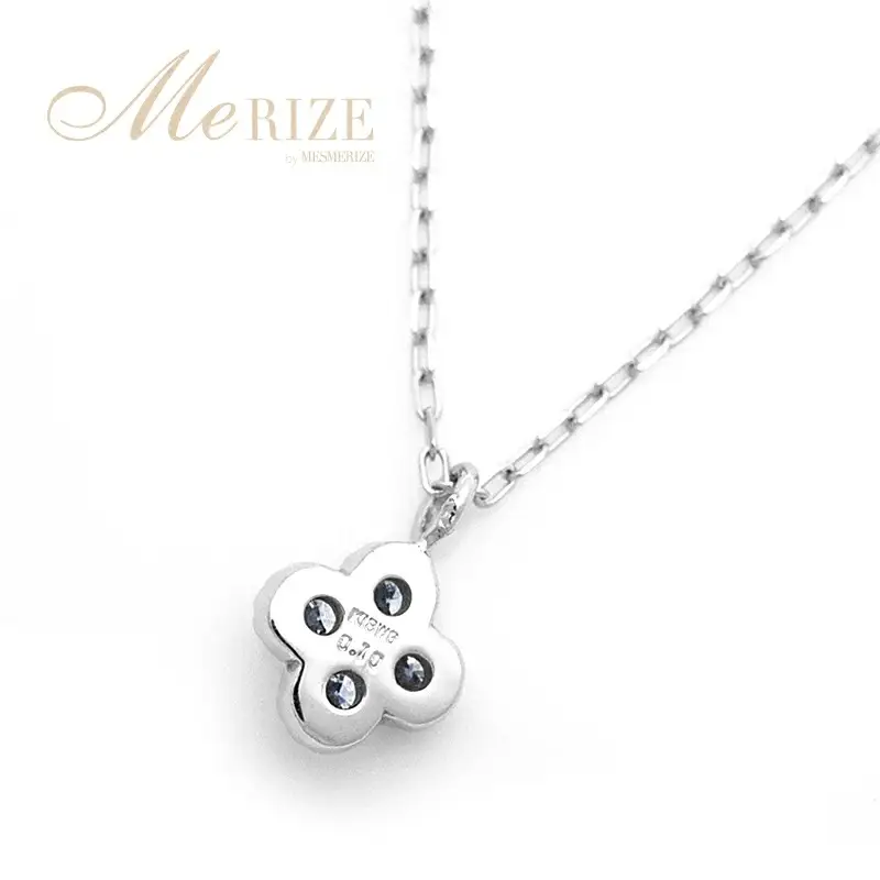 ネックレス 天然 ダイヤ 0.1ct 4石 ミル打ち 四つ葉 クローバー ペンダント SIクラス フラワー 花 "Manon マノン" n-157【K18WG】（KRP）G21-1411