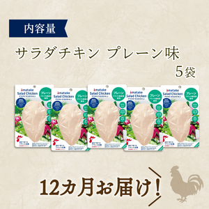  定期便 / 12ヶ月 サラダチキン (プレーン味) 100g ×5袋 (500g×12回) 冷凍 フランス赤鶏 皮なしむね肉 国産 鶏肉 機能性表示食品 小分け 鶏 とり 肉 チキン chicken meat 鶏肉 ダイエット 低カロリー タンパク質 簡単調理 惣菜 冷凍 お手軽 ごはん 夕飯 おかず 朝食 アマタケ 大船渡 三陸 岩手県 国産