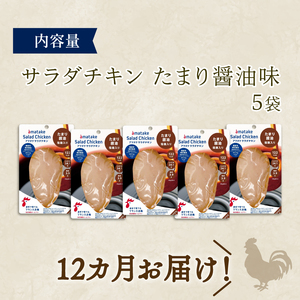 定期便 / 12ヶ月 サラダチキン (たまり醤油味) 100g ×5袋 (500g×12回) 冷凍 フランス赤鶏 皮なしむね肉 国産 鶏肉 機能性表示食品 小分け 鶏 とり 肉 チキン chicken meat 鶏肉 ダイエット 低カロリー タンパク質 簡単調理 惣菜 冷凍 お手軽 ごはん 夕飯 おかず 朝食 アマタケ 大船渡 三陸 岩手県 国産