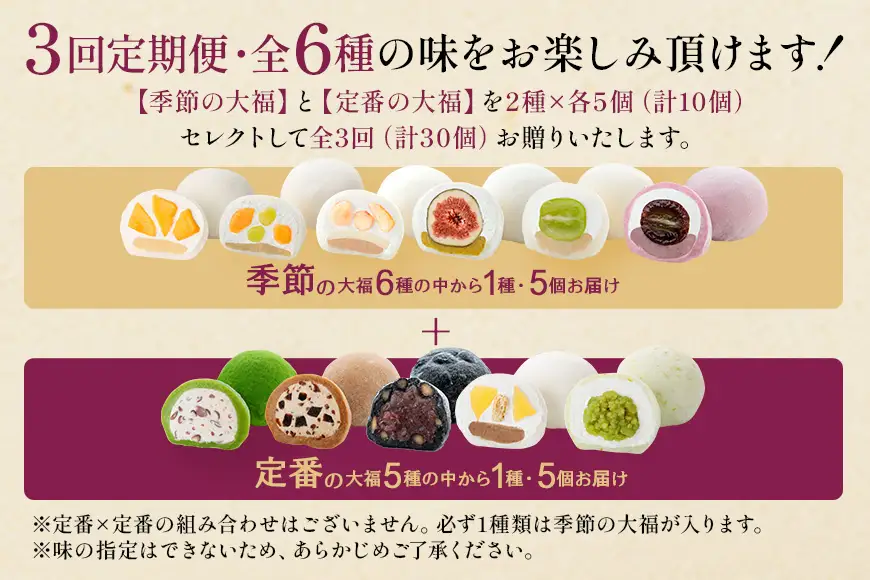 【期間限定・定期便（全3回）】養老軒のミステリー大福　10個入（2種類×5個）×3回│お楽しみ 人気 旬 フルーツ ふるーつ スイーツ 大福 和スイーツ おやつ おかし お菓子 和菓子 定期便