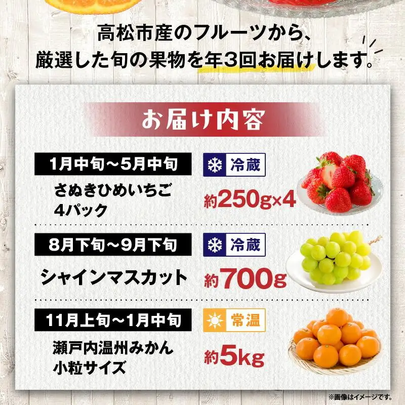 【3回お届け】高松市自慢のフルーツ定期便【D】| フルーツ
