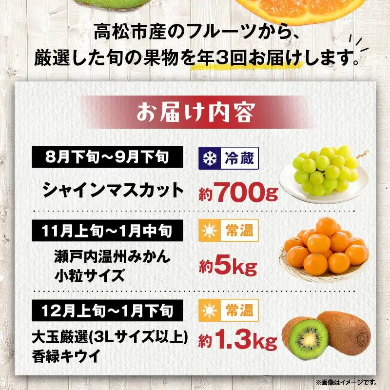 【3回お届け】高松市自慢のフルーツ定期便【E】| フルーツ