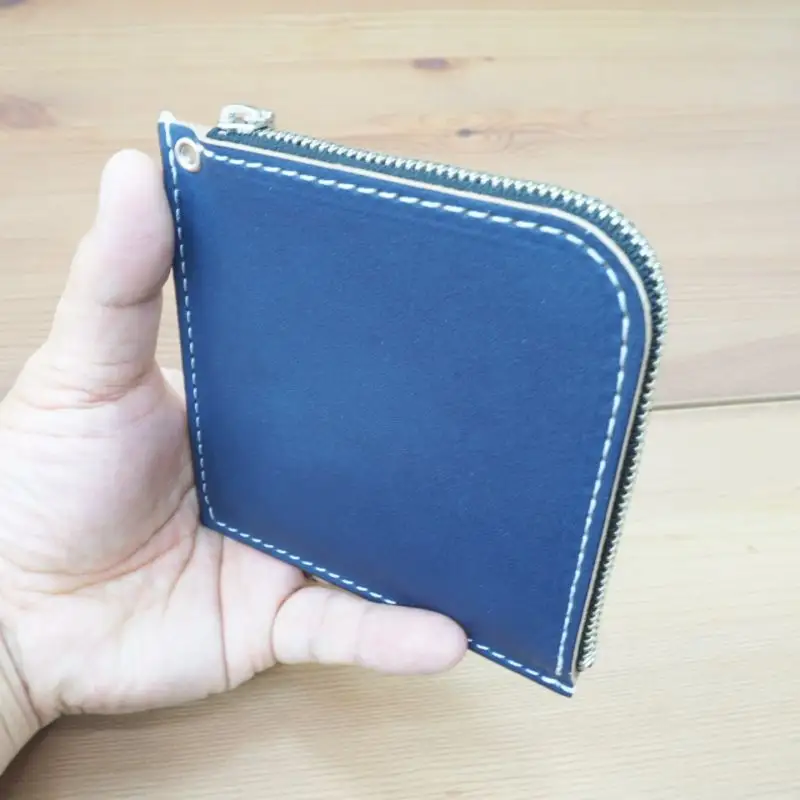 財布 プチウォレット【ブルー】 革 ( 縦約11cm × 横約11cm × 厚さ約1.0cm )【lfco0004-4】