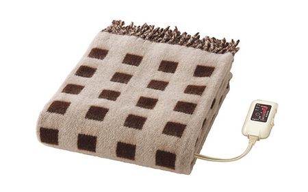 電気ひざ掛け/ベージュ　約140×82cm(房含む)【1435021】